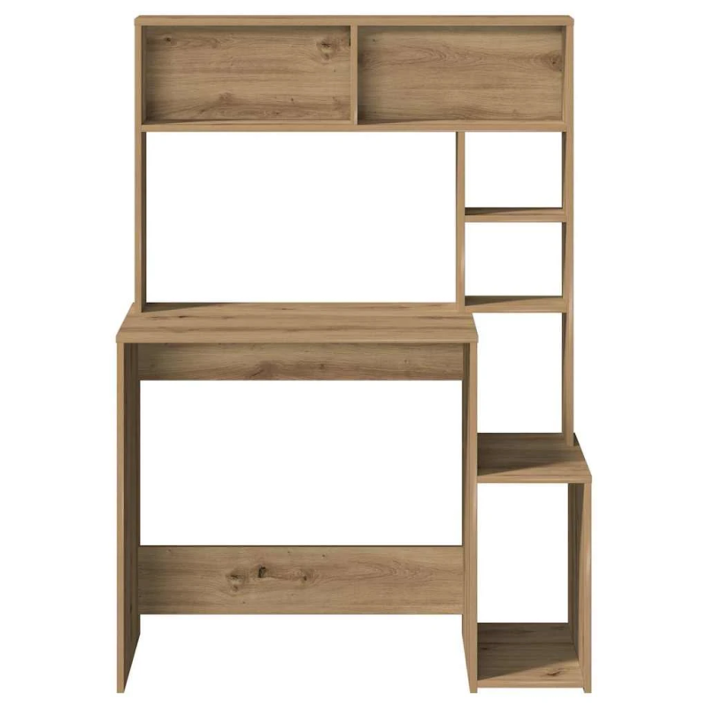 vidaXL rakstāmgalds ar plauktiem, koka krāsa, 100x45x140 cm, koks