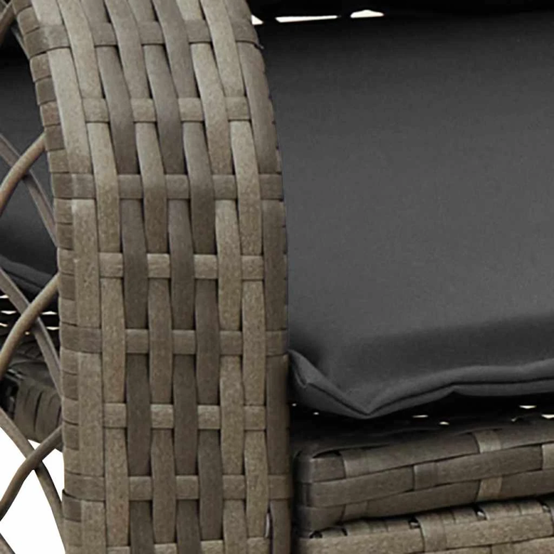 vidaXL dārza šūpuļkrēsls ar matračiem, pelēka PE rotangpalma