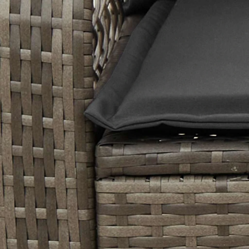 vidaXL dārza šūpuļkrēsls ar matračiem, pelēka PE rotangpalma