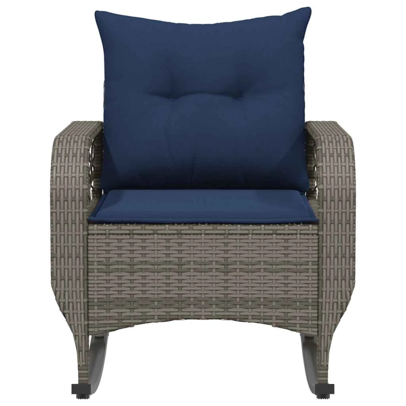 vidaXL dārza šūpuļkrēsls ar matračiem, pelēka PE rotangpalma