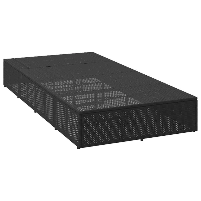 vidaXL sauļošanās krēsls ar peldošu spilvenu, melns polirotangpalmas