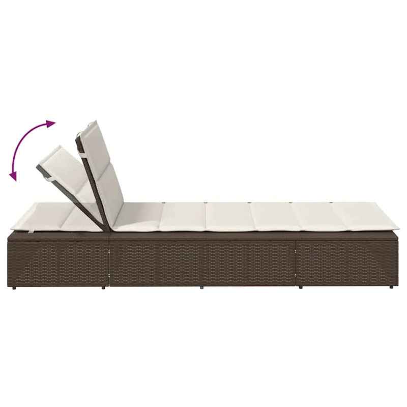 vidaXL sauļošanās krēsls ar peldošu spilvenu, brūns polirotangpalmas