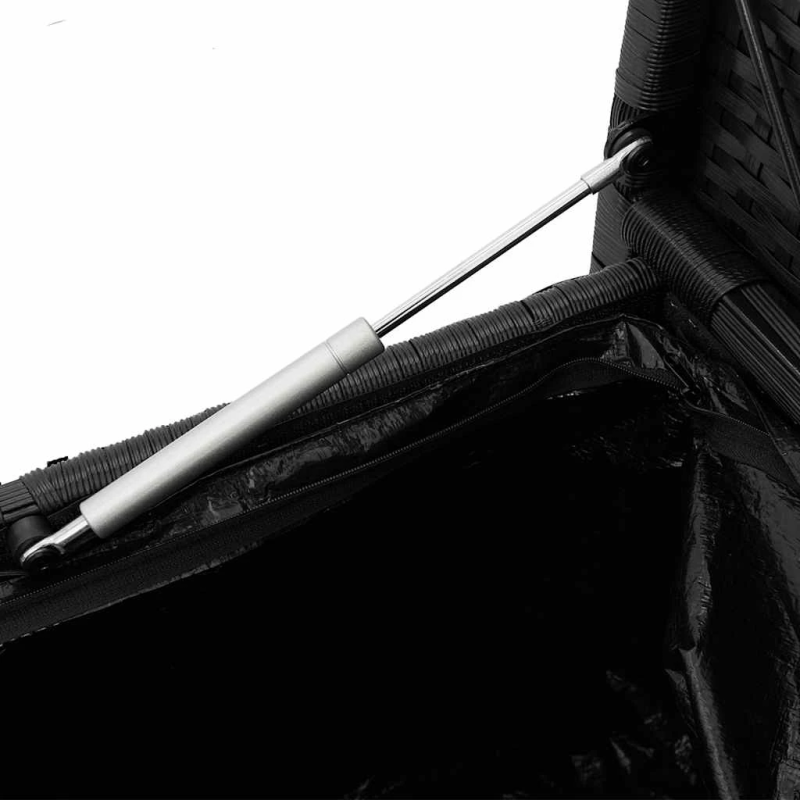 vidaXL dārza uzglabāšanas sols ar spilvenu, melnu polirotangpalmu