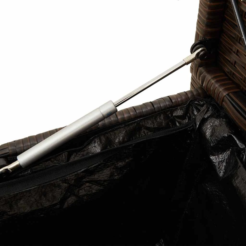 vidaXL dārza glabāšanas sols ar spilvenu, brūnu polirotangpalmu