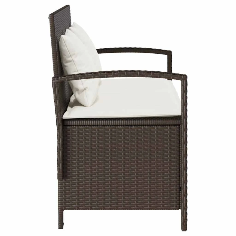 vidaXL dārza glabāšanas sols ar spilvenu, brūnu polirotangpalmu