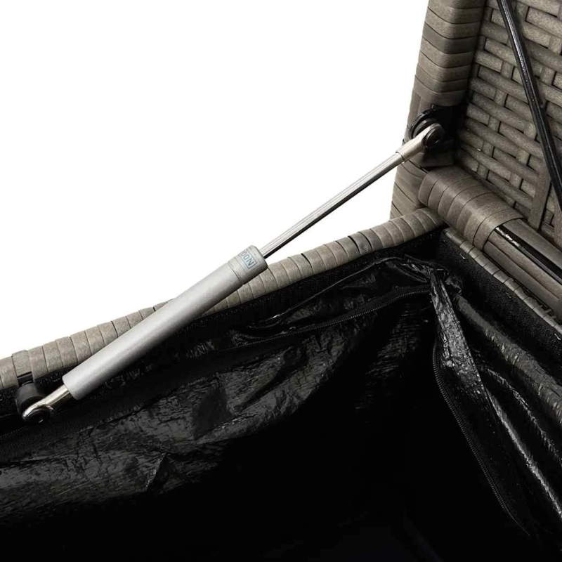 vidaXL dārza glabāšanas sols ar spilvenu pelēku polirotangpalmu