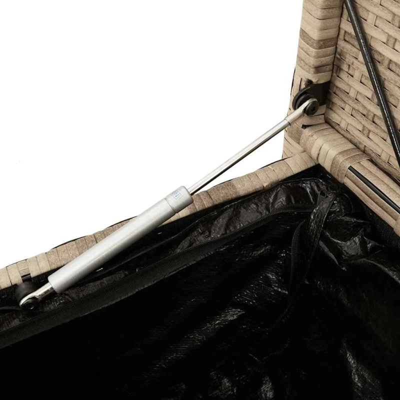 vidaXL dārza glabāšanas sols ar spilvenu bēšs polirotangpalmas