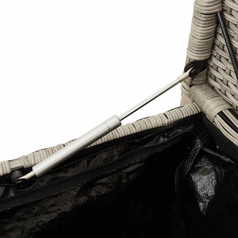 vidaXL dārza glabāšanas sols ar spilvenu gaiši pelēku polirotangpalmu