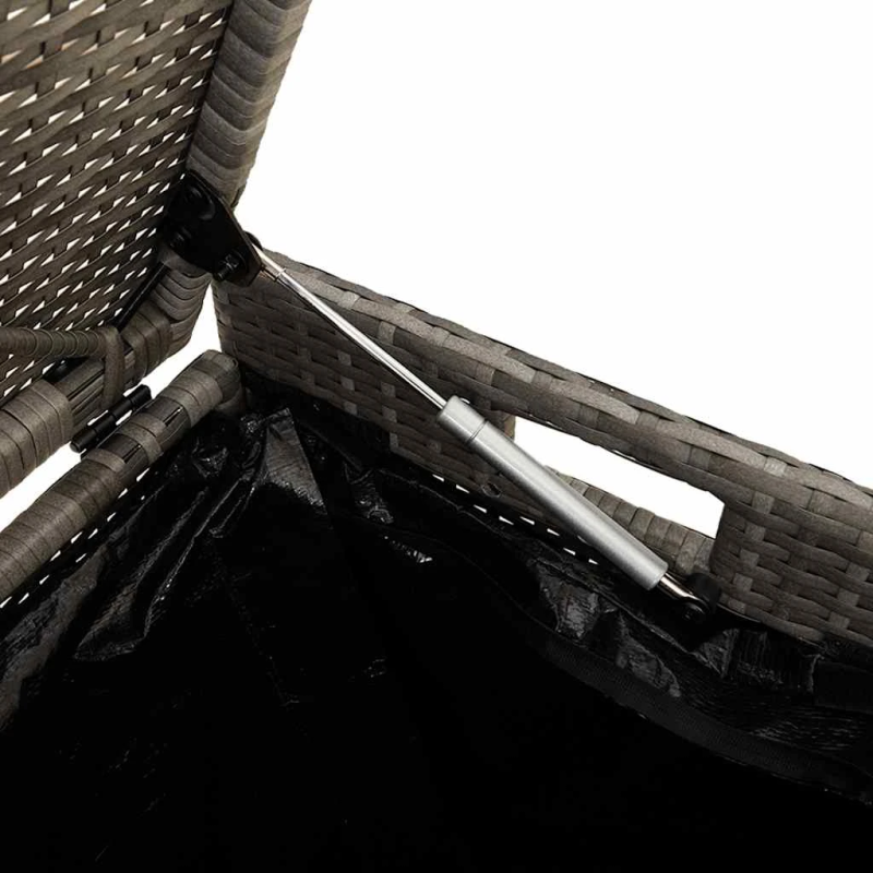 vidaXL āra glabāšanas sols ar spilvenu pelēks 100 cm polirotangpalmas