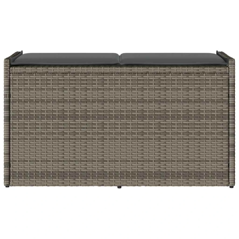 vidaXL āra glabāšanas sols ar spilvenu pelēks 100 cm polirotangpalmas