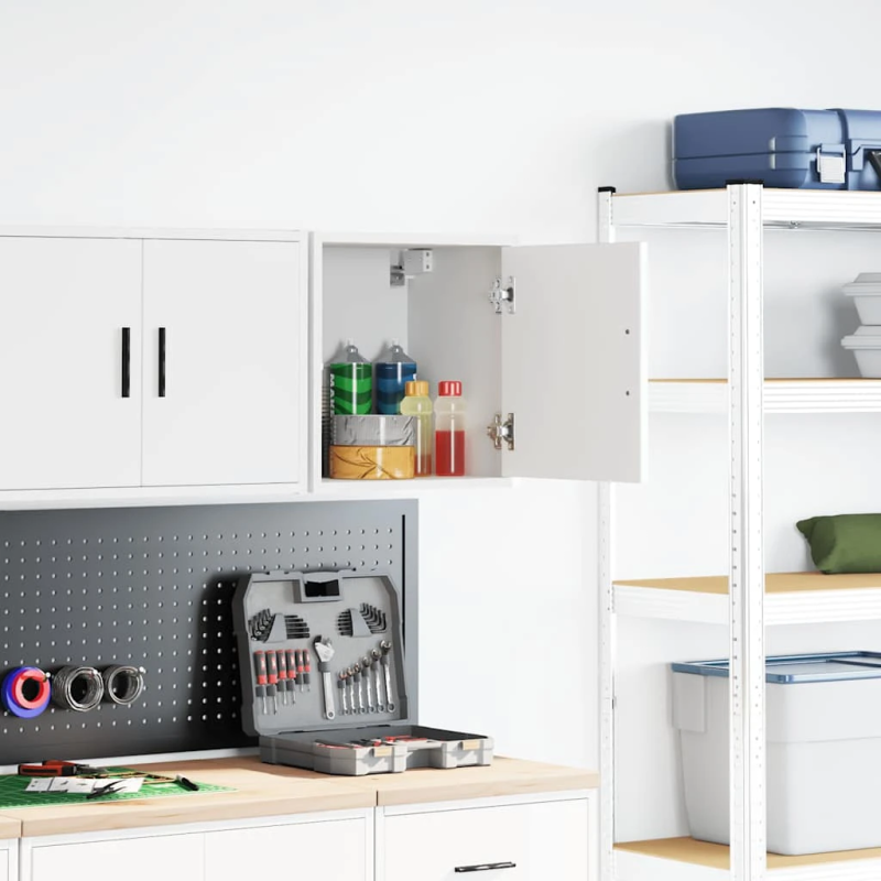 vidaXL garāžas sienas skapis, balts inženierijas koks