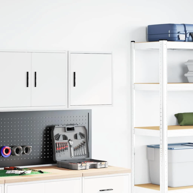 vidaXL garāžas sienas skapis, balts inženierijas koks