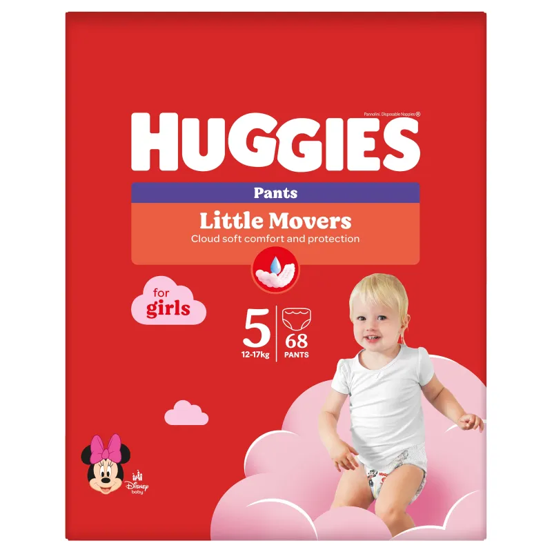 Autiņbiksītes - apakšbiksītes Huggies Pants Girl, 5 izmērs, 17 kg, 68 gab.