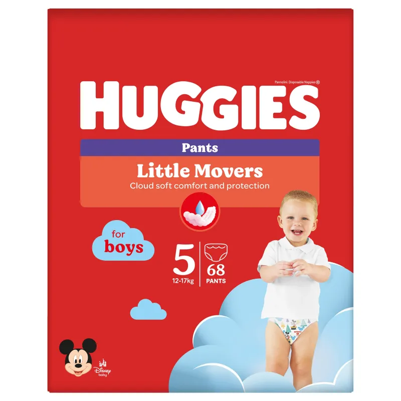 Autiņbiksītes - apakšbiksītes Huggies Pants Boy, 5 izmērs, 17 kg, 68 gab.