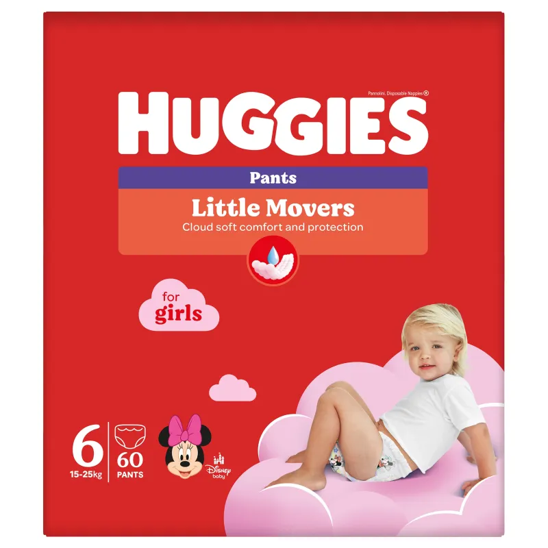 Autiņbiksītes - apakšbiksītes Huggies Pants Girl, 6 izmērs, 15 - 25 kg, 60 gab.