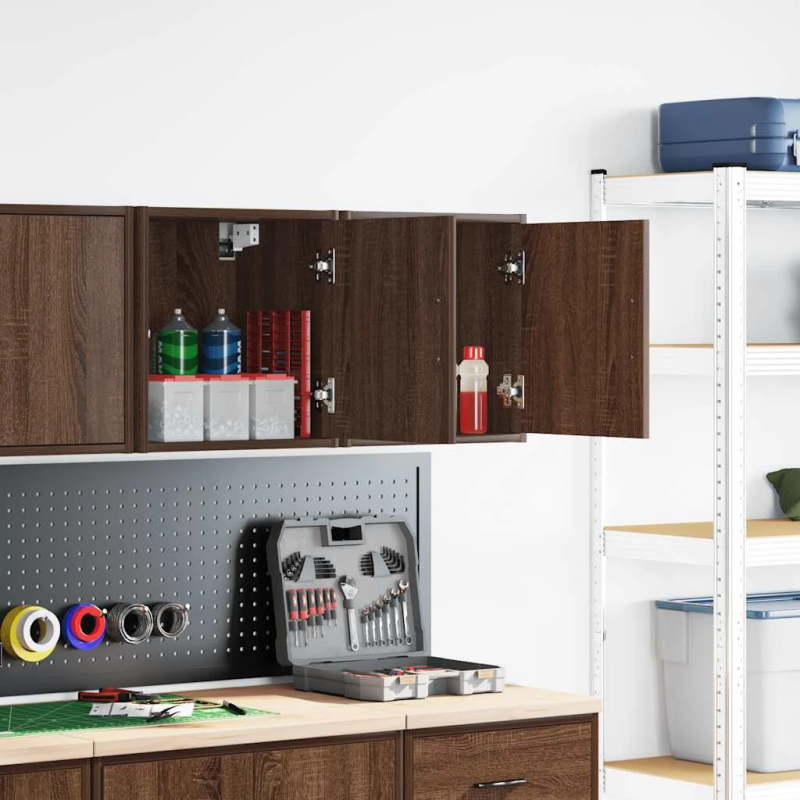 vidaXL garāžas sienas skapji, 2 gab., brūna ozola, inženierijas koks