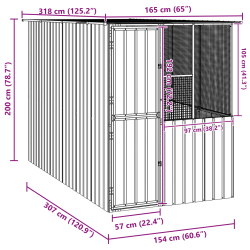 vidaXL Putnu būris Antracīts 315 x 167 x 200 cm Cinkots tērauds