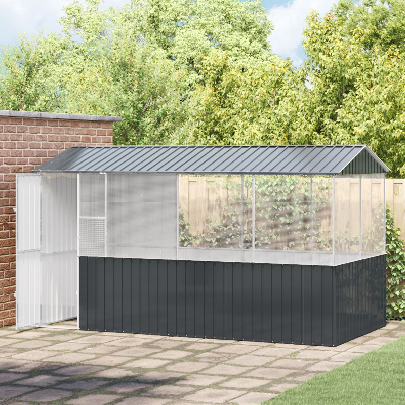 vidaXL Putnu būris Antracīts 410 x 210 x 230 cm Cinkots tērauds