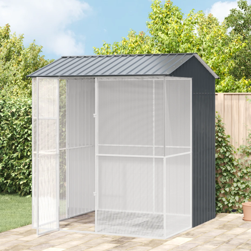 vidaXL Putnu būris Antracīts 215 x 210 x 247 cm Cinkots tērauds