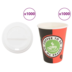 vidaXL papīra kafijas krūzes ar vākiem 1000 gab. 4 unces 100 ml