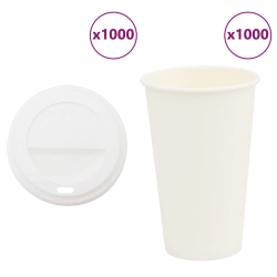 vidaXL papīra kafijas krūzes ar vākiem 1000 gab 16 unces 400 ml