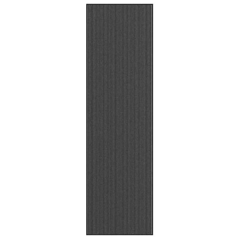 vidaXL durvju paklājs, svītrains, melns un pelēks, 115x400 cm