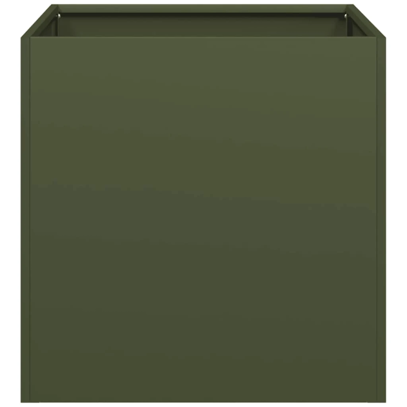 vidaXL puķu kaste, olīvzaļa, 40x40x40 cm, auksti velmēts tērauds