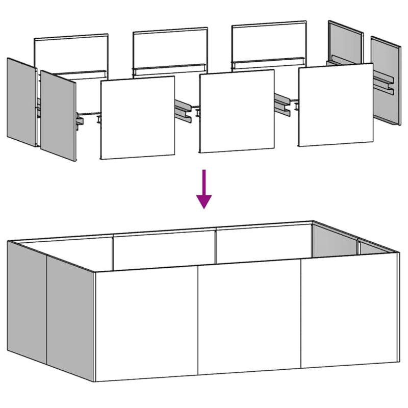 vidaXL puķu kaste, balta, 120x80x40 cm, tērauds