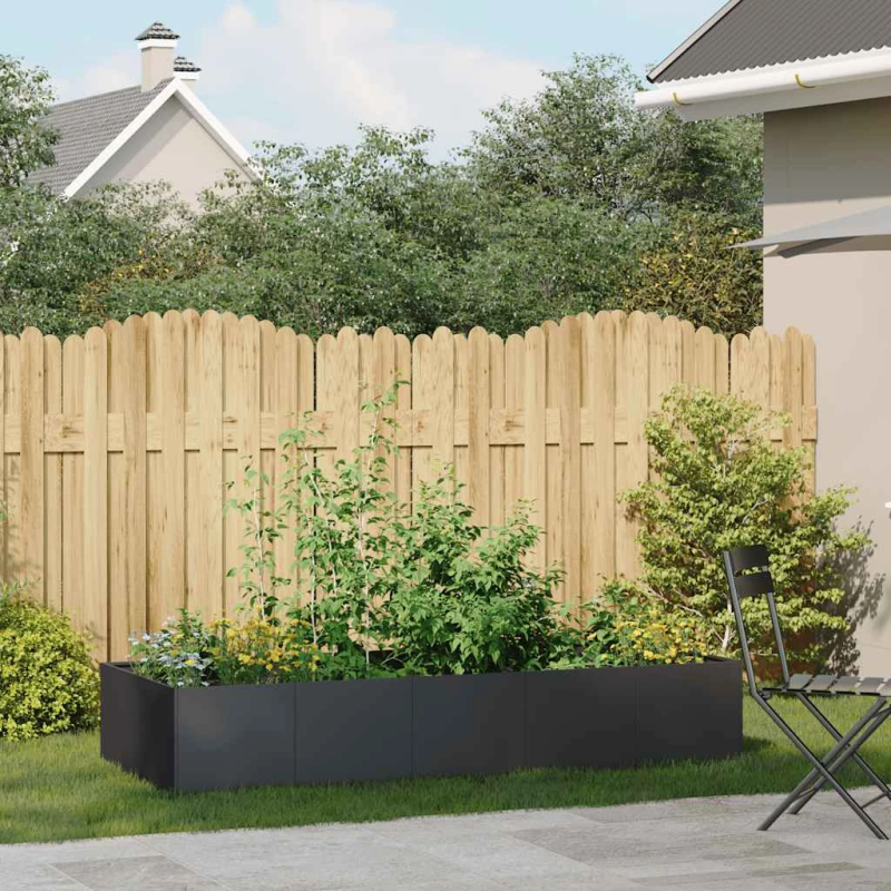 vidaXL puķu kaste, melna, 200x80x40 cm, tērauds