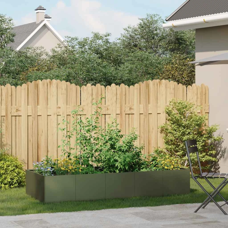 vidaXL puķu kaste, olīvzaļa, 200x80x40 cm, tērauds