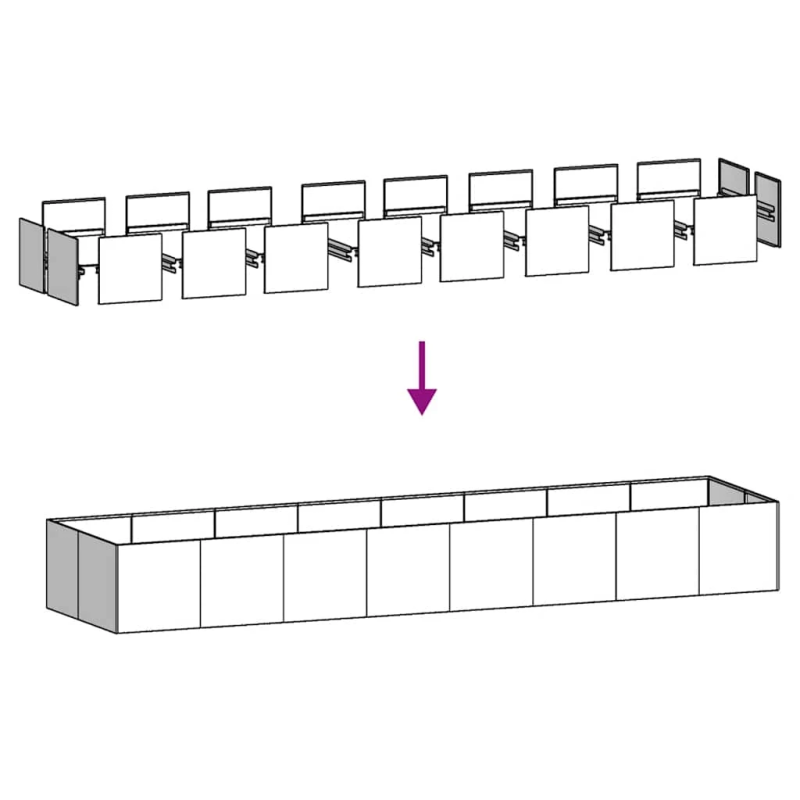 vidaXL puķu kaste, 360x80x40 cm, cinkots tērauds