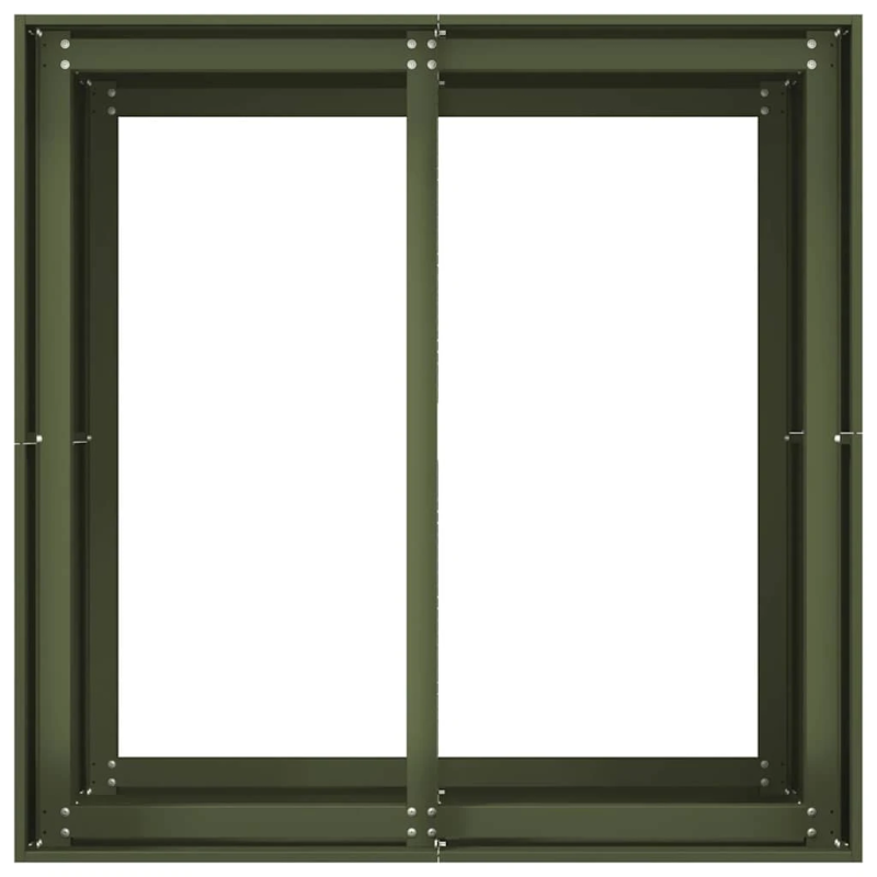 vidaXL puķu kaste, olīvzaļa, 80x80x80 cm, tērauds