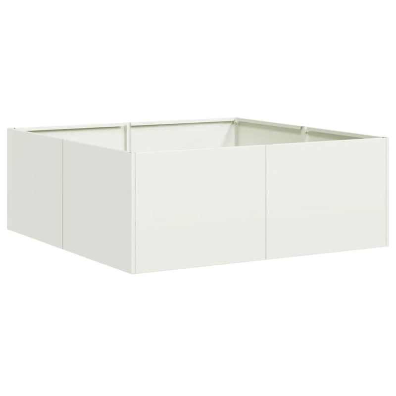 vidaXL puķu kaste, balta, 80x80x30 cm, tērauds