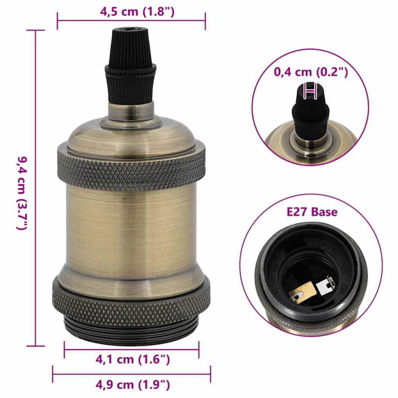 vidaXL Lampu turētāji 2 gab Bronze E27