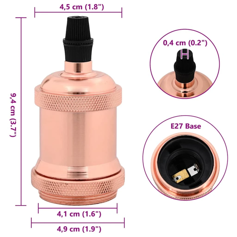 vidaXL Lampu turētāji 2 gab Rose Gold E27