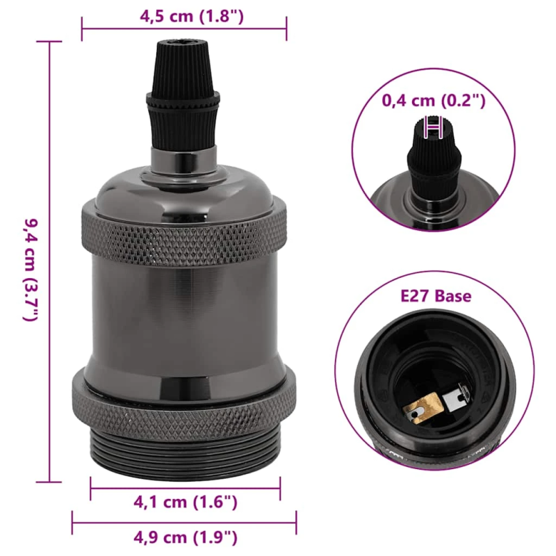 vidaXL Lampu turētāji 2 gab Glossy Black E27