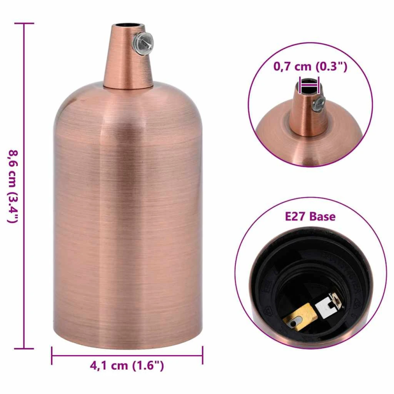 vidaXL Lampu turētāji 2 gab Red Bronze E27