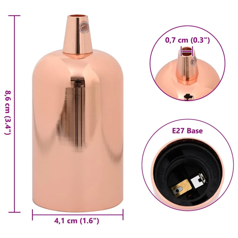 vidaXL Lampu turētāji 2 gab Rose Gold E27