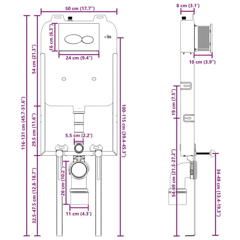 vidaXL Ūdens tvertnes rāmis Balts 50 x 8 x 131 cm Tērauds