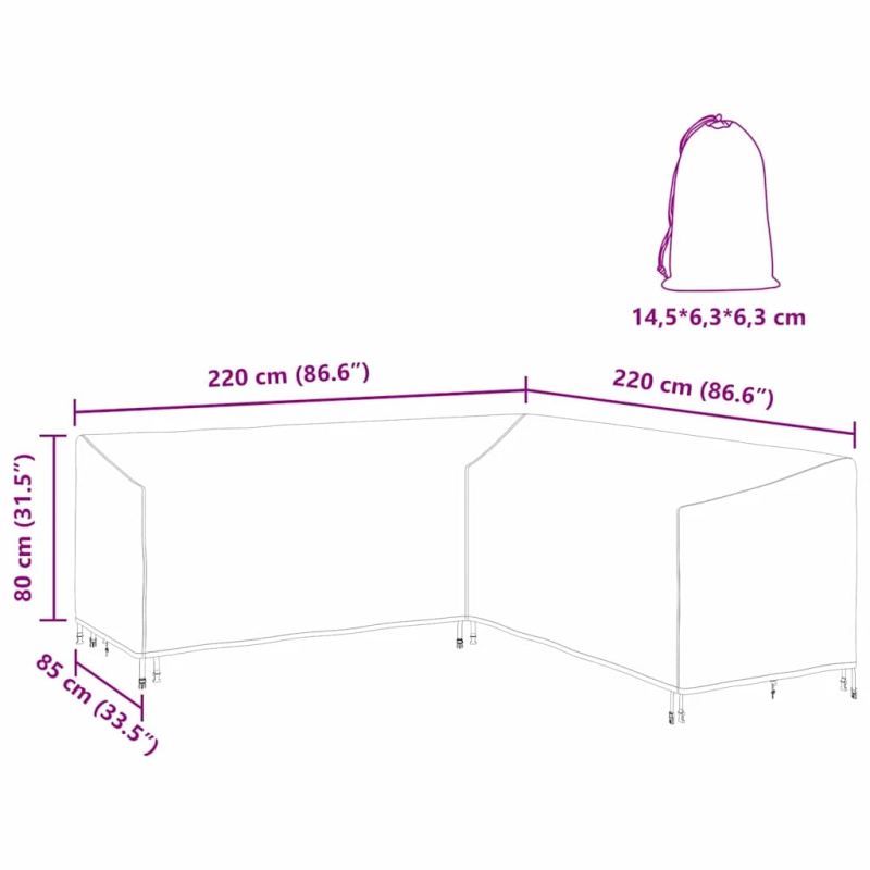 vidaXL Mēbeļu pārklājs Melna 220 x 220 x 80 cm 600D Oksforda audums