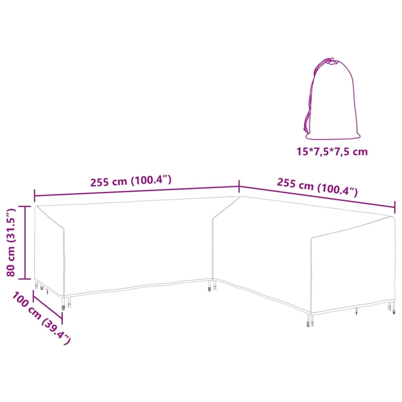 vidaXL Mēbeļu pārklājs Melna 255 x 255 x 80 cm 420D Oksforda audums