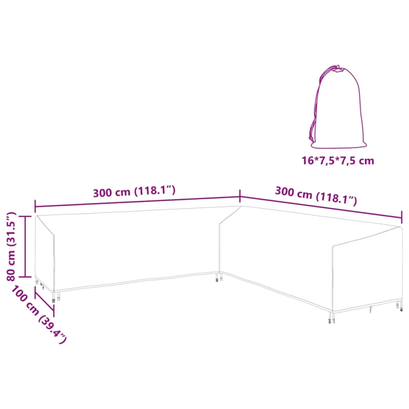 vidaXL Mēbeļu pārklājs Melna 300 x 300 x 80 cm 600D Oksforda audums