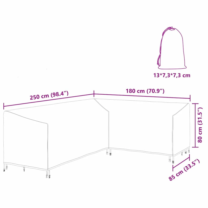 vidaXL Mēbeļu pārklājs Melna 250 x 180 x 80 cm 600D Oksforda audums