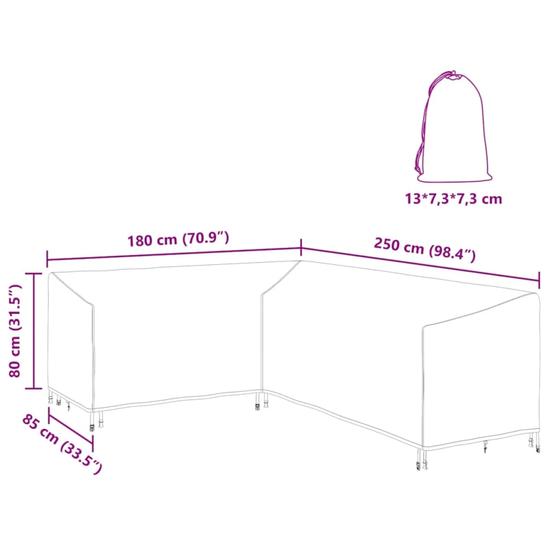 vidaXL Mēbeļu pārklājs Melna 250 x 180 x 80 cm 210D Oksforda audums
