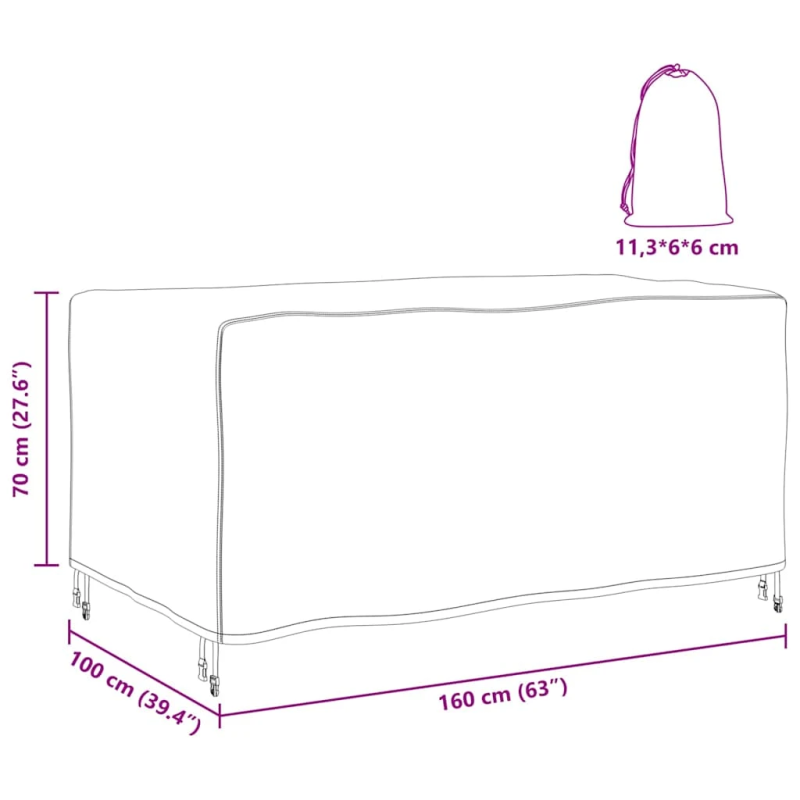 vidaXL Mēbeļu pārklājs Vienkrāsains Melna 160 x 100 x 70 cm 210D