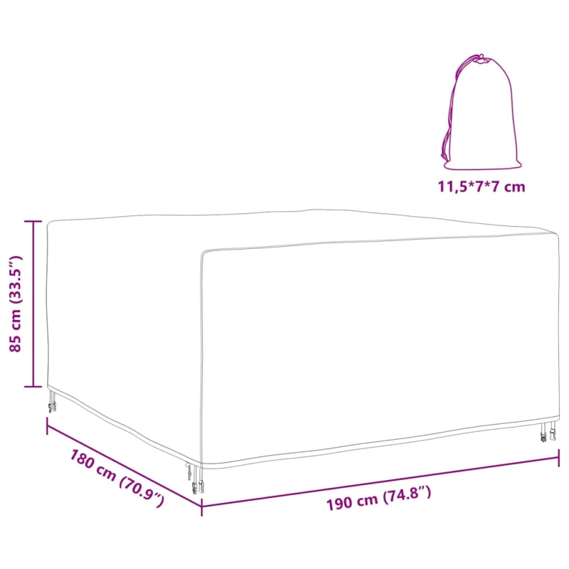 vidaXL Mēbeļu pārklājs Vienkrāsains Melna 180 x 190 x 85 cm 210D