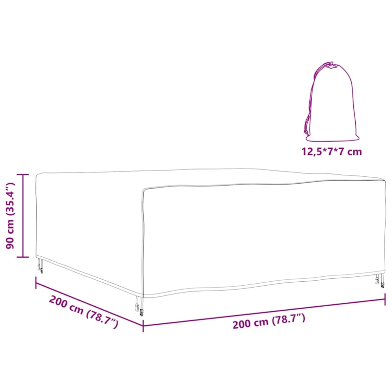 vidaXL Mēbeļu pārklājs Vienkrāsains Melna 200 x 200 x 90 cm 420D