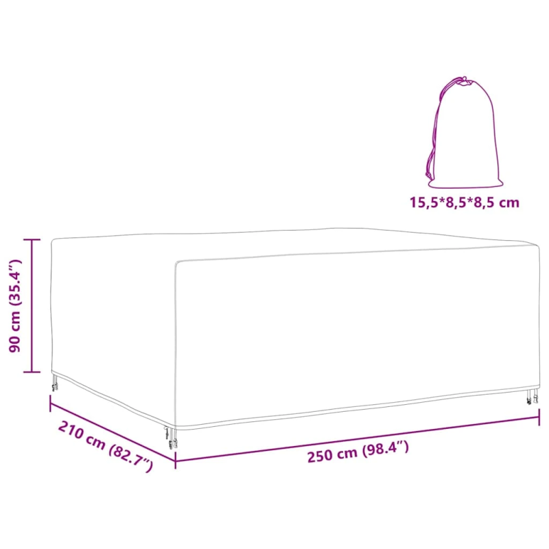 vidaXL Mēbeļu pārklājs Vienkrāsains Melna 250 x 210 x 90 cm 600D