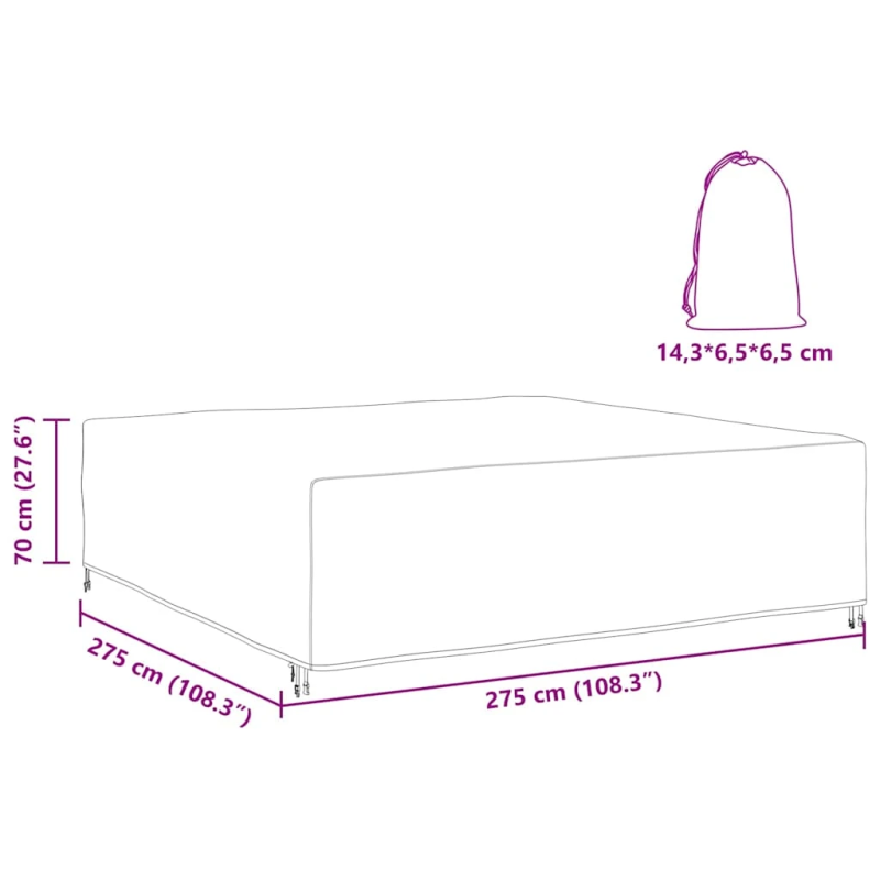 vidaXL Mēbeļu pārklājs Vienkrāsains Melna 275 x 275 x 70 cm 210D