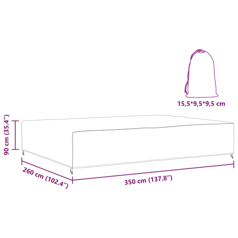 vidaXL Mēbeļu pārklājs Vienkrāsains Melna 350 x 260 x 90 cm 420D